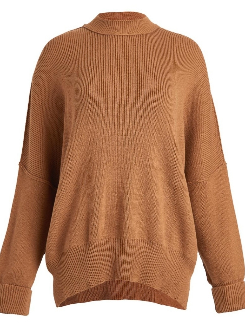 Free People Oversized Chunky Knit Sweater, Brown, Size S/M, Ribbed - Picture 2 of 8